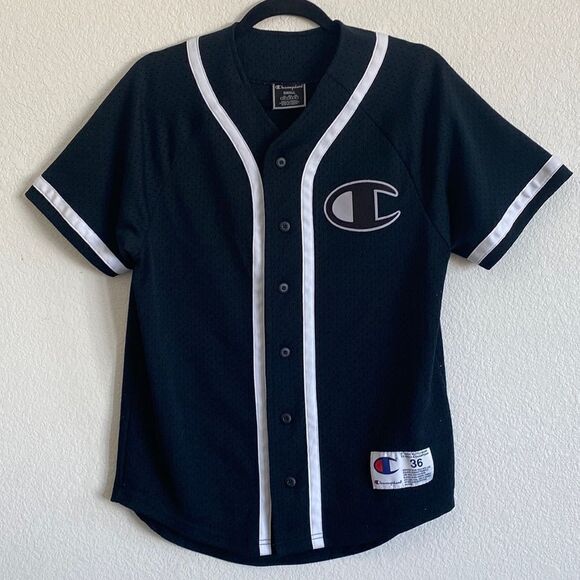 CHAMPION Men’s Black Baseball Jersey Size S - Picture 1 of 4